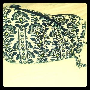 White and black Vera Bradley diaper bag